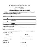 Đề và đáp án kiểm tra định kì học kì I môn Toán lớp 2 - Năm học 2016-2017